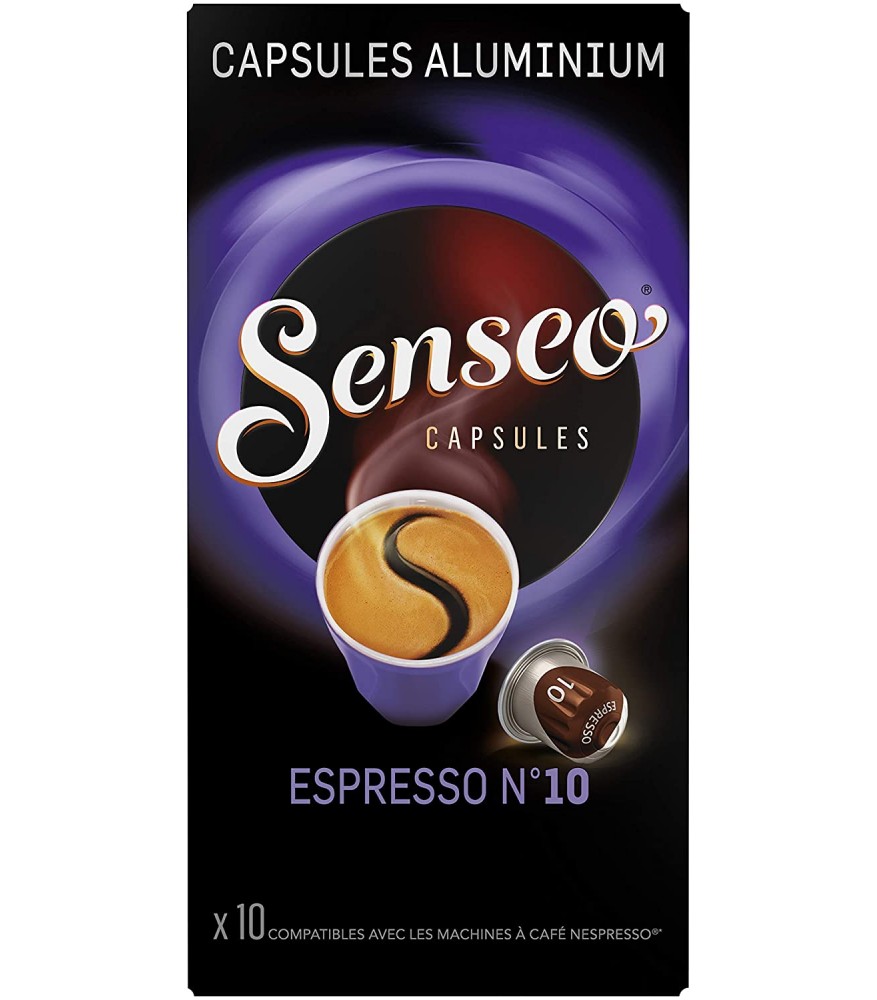 Senseo Capsules Espresso N°10 10 Capsules en Aluminium Compatibles avec les  Machines Nespresso